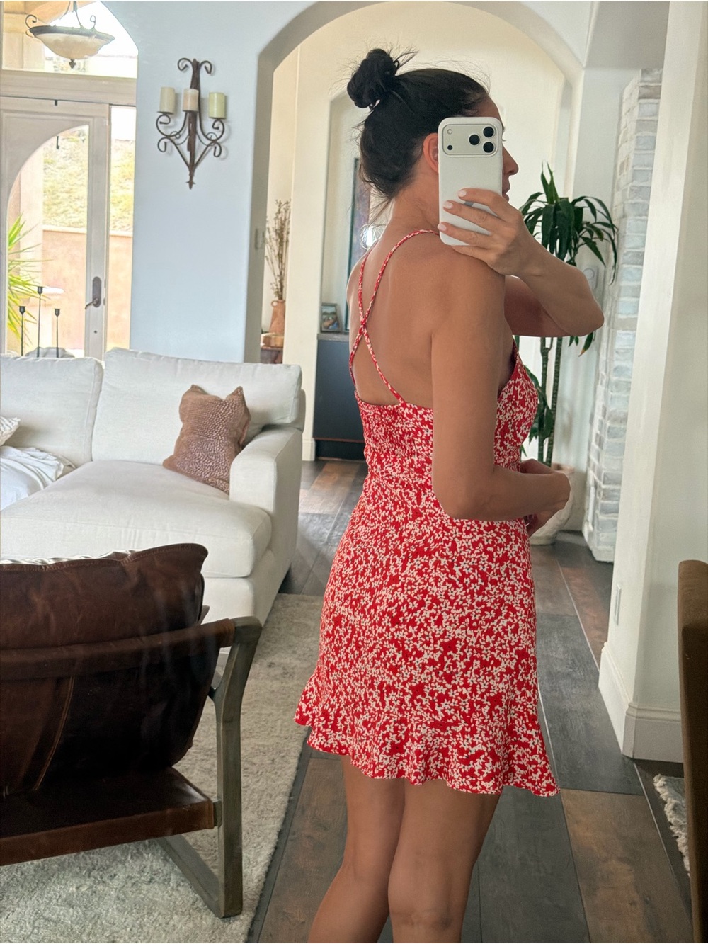Zara Red Floral Halter Mini Dress - Picture 4 of 6